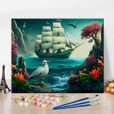 QUANTITY OF ASSORTED ITEMS TO INCLUDE PAINT BY NUMBERS FOR ADULTS BEGINNER, SAILING BOAT IN SEA AND BIRD OIL PAINTING PAINT BY NUMBER KITS ON CANVAS, COLORFUL FLOWERS DIY PAINT BY NUMBERS FOR KIDS AG