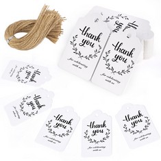 QUANTITY OF HAKACC 200PCS GIFT TAGS, WHITE GIFT TAGS WITH STRING 7X4CM PAPER TAGS HANGING LABEL FOR WEDDING BRIDAL PARTY BABY SHOWER - TOTAL RRP £219: LOCATION - A RACK