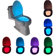 19 X AGD LIGHTS SMART BATHROOM TOILET NIGHT LIGHT LED BODY MOTION ACTIVATED ON/OFF SEAT SENSOR LAMP 8 MULTICOLOUR TOILET LAMP - TOTAL RRP £100: LOCATION - A RACK