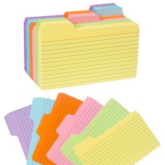 34 X KOOGEL TABBED INDEX CARDS 12.5CM X 8.5CM, 252 PCS COLOURFUL FLASH CARD DIVIDERS CARDS RULED NOTE CARDS WITH TAB FOR LEARNING NOTE TAKING TO DO LIST - TOTAL RRP £164: LOCATION - A RACK