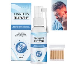 32 X TINNITUS RELIEF SPRAY,TINNITUS EAR DROPS,EAR RINGING RELIEVING,TINNITUS SPRAY,RELIEVES TINNITUS,TINNITUS RELIEF FOR RINGING EARS,EASILY RELIEVE EAR DISCOMFORTS 60ML+100 COTTON SWABS - TOTAL RRP