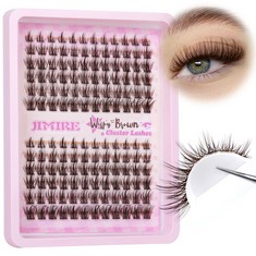 25 X JIMIRE BROWN CLUSTER LASHES NATURAL LOOKING BROWN INDIVIDUAL EYELASHES WISPY LASHES INDIVIDUAL CLUSTER 8-16MM C CURL BROWN LASH CLUSTERS EYELASH EXTENSIONS 144PCS DIY BROWN EYELASHES AT HOME - T