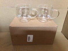 QUANTITY OF ASSORTED ITEMS TO INCLUDE ALIMOTA 250ML GLASS COFFEE CUPS, INSULATED DOUBLE WALLED COFFEE GLASSES SET OF 2, HEAT RESISTANT CUP DRINKING GLASSES, MICROWAVE SAFE GLASS COFFEE MUGS, LATTE, C