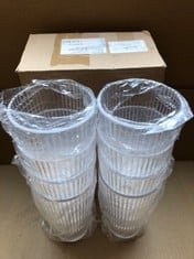 QUANTITY OF ITEMS TO INCLUDE 8 REUSABLE PLASTIC GLASSES : LOCATION - B RACK