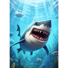 49 X LJAPPLIED 5D DIAMOND PAINTING KIT, PAINTING BY NUMBERS KIT - DIY CARTOON WHITE SHARK THEME FULL RHINESTONE ART PICTURE, CRAFT SUPPLIES FOR KIDS AND ADULTS, PERFECT HOME WALL DECOR GIFT - 12 * 16