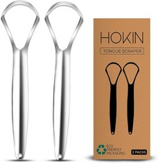 49 X TONGUE SCRAPER FOR ADULTS BY HOKIN (2PCS ORAL CARE PACK) STAINLESS STEEL TONGUE CLEANERS REDUCE BAD BREATH 100% METAL TONGUE SCRAPERS MEN AND WOMEN HYGIENE PRODUCT - TOTAL RRP £168: LOCATION - C