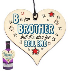 32 X FUNNY BIRTHDAY/CHRISTMAS GIFT FOR BROTHER WOODEN HEART SISTER FAMILY PLAQUE BOTTLE GIFT TAG #874 - TOTAL RRP £99: LOCATION - C RACK