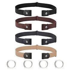 17 X MXKOCO 4 PCS ELASTIC BELT NO BUCKLE BELT FOR WOMEN MEN BUCKLE INVISIBLE STRETCH BELT ADJUSTABLE BELT WITHOUT BUCKLE FOR JEANS DRESS UNISEX BELTS QUICK RELEASE COMFORT NOT TIGHT BELT - TOTAL RRP