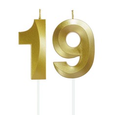 49 X LAHVI BIRTHDAY NUMBER CANDLE,19TH BIRTHDAY CANDLES FOR CAKE BIRTHDAY DECORATIONS HAPPY BIRTHDAY CAKE TOPPER CAKE CANDLES,FOR ANNIVERSARY WEDDING PARTY CELEBRATION SUPPLIES (GOLD) - TOTAL RRP £19