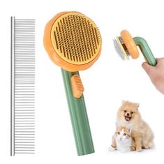 35 X SUMHEN CAT BRUSH 2PCS, CAT GROOMING BRUSH FOR HAIR REMOVER, SELF CLEANING GROOMING COMB FOR LONG SHORT HAIR, 2 IN 1 PET GROOMING TOOL HAIR BRUSHES FOR DOGS CATS - TOTAL RRP £93: LOCATION - D RAC