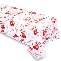 31 X PPTABOLD HALLOWEEN TABLECLOTH - 137 X 274 CM PLASTIC TABLE COVER DECORATION, SCARY BLOODY RECTANGLE TABLECLOTH WATERPROOF TABLE COVER FOR INDOOR OUTDOOR HALLOWEEN PARTY HOME DECORATIONS - TOTAL