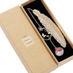 QUANTITY OF ASSORTED ITEMS TO INCLUDE NWVUOP METAL FEATHER BOOKMARK WITH 3D HUMMINGBIRD AND & GLASS BEADS PENDANT, HANDMADE VINTAGE BOOKMARK WITH GIFT BOX, BOOKMARK GIFTS FOR WOMEN, KIDS, READERS, TE