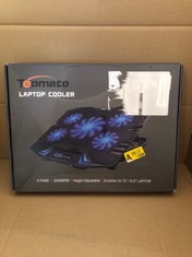 QUANTITY OF ASSORTED ITEMS TO INCLUDE TOPMATE C5 LAPTOP COOLING PAD GAMING NOTEBOOK COOLER, LAPTOP FAN COOLING STAND ADJUSTABLE HEIGHT WITH 5 QUIET FANS BLUE LED LIGHT, COMPUTER CHILL MAT WITH LCD CO