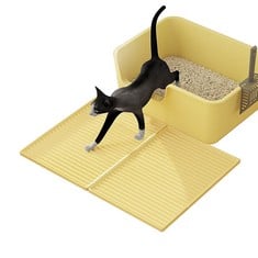 22 X CAT LITTER MAT, MODULAR PLASTIC LITTER TRAY TRAPPING MAT CUSTOMIZABLE EXPANDABLE DESIGN NON SLIP WATERPROOF URINE RESISTANT MATERIAL (YELLOW, 2PCS) - TOTAL RRP £110: LOCATION - D RACK