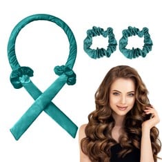 21 X URAQT HEATLESS CURLING ROD HEADBAND, NO HEAT HAIR CURLER FOR LONG HAIR, SOFT SILK RIBBON SLEEPING HAIR ROLLERS WAVE CURLS LAZY CURLER SET, DIY HAIR STYLING TOOLS (GREEN) - TOTAL RRP £103: LOCATI