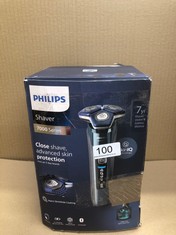 PHILIPS SHAVER SERIES 7000 - WET & DRY ELECTRIC SHAVER IN ICE BLUE WITH 1 X INTEGRATED POP-UP TRIMMER, BEARD TRIMMER, TRAVEL CASE, QUICK CLEAN POD AND CHARGING STAND (MODEL S7882/54).: LOCATION - A