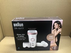 BRAUN SILK EPIL 9 EPILATOR HAIR REMOVAL, INCLUDES FACIAL CLEANSING BRUSH HIGH FREQUENCY MASSAGE CAP SHAVER AND TRIMMER HEAD, CORDLESS, WET & DRY, 100% WATERPROOF, UK 2 PIN PLUG, 9-880, WHITE/PINK.: L