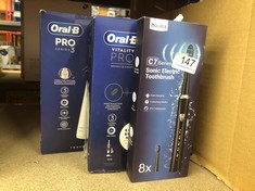 QUANTITY OF HEALTH & BEAUTY ITEMS TO INCLUDE ORAL-B VITALITY PRO ELECTRIC TOOTHBRUSHES FOR ADULTS, FOR HIM / HER, 1 HANDLE, 2 TOOTHBRUSH HEADS, 3 BRUSHING MODES INCLUDING SENSITIVE PLUS, 2 PIN UK PLU