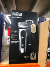 BRAUN SERIES 9 PRO+ ELECTRIC SHAVER FOR MEN, 5 PRO SHAVE ELEMENTS & PRECISION LONG HAIR PRO TRIMMER, POWERCASE, WET & DRY ELECTRIC RAZOR WITH 60 MIN RUNTIME, GIFTS FOR MEN, 9527S, SILVER, RATED WHICH