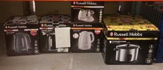 QUANTITY OF KITCHEN & APPLIANCES ITEMS TO INCLUDE RUSSELL HOBBS TEXTURES ELECTRIC 1.7L CORDLESS KETTLE (FAST BOIL 3KW, GREY PREMIUM PLASTIC, MATT & HIGH GLOSS FINISH, REMOVABLE WASHABLE ANTI-SCALE FI