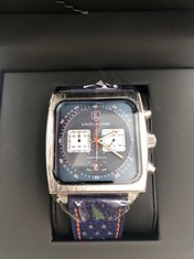 MENS LOUIS LACOMBE WATCH - SQUARE DIAL WITH WHITE SUB DIALS - LEATHER STRAP - 3ATM RRP £390: LOCATION - A