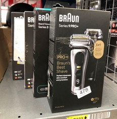 QUANTITY OF HEALTH & BEAUTY ITEMS TO INCLUDE BRAUN SERIES 9 PRO ELECTRIC SHAVER WITH 3+1 HEAD, PROLIFT TRIMMER, CHARGING STAND & TRAVEL CASE, SONIC TECHNOLOGY, UK 2 PIN PLUG, 9417S, SILVER RAZOR: LOC