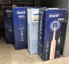 QUANTITY OF HEALTH & BEAUTY ITEMS TO INCLUDE ORAL-B PRO 1 ELECTRIC TOOTHBRUSH FOR ADULTS WITH 3D CLEANING, 1 TOOTHBRUSH HEAD, GUM PRESSURE CONTROL, 2 PIN UK PLUG, PINK: LOCATION - D