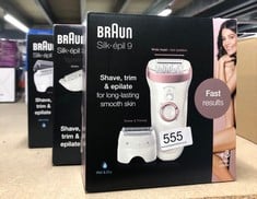 QUANTITY OF HEALTH & BEAUTY ITEMS TO INCLUDE BRAUN SILK-ÉPIL 3 EPILATOR FOR WOMEN FOR LONG-LASTING HAIR REMOVAL, SHAVER AND TRIMMER HEAD & TRIMMER COMB, 20 TWEEZER SYSTEM, UK 2 PIN PLUG, 3-410, WHITE