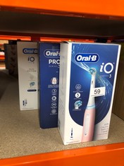 QUANTITY OF  ITEMS TO INCLUDE ORAL-B IO3 ELECTRIC TOOTHBRUSHES ADULTS, 1 TOOTHBRUSH HEAD, 3 MODES WITH TEETH WHITENING, 2 PIN UK PLUG, PINK: LOCATION - A