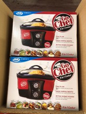 2 X GO CHEF MULTI COOKER - 5L 8 IN 1 ELECTRIC SLOW COOKER POT, ROAST, SLOW COOK, STEAM, POACH, FRY, BOIL, BAKE AND FONDUE - EASY TO USE, NON STICK - GREAT RICE COOKER AND DEEP FAT FRYER: LOCATION - F