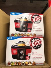 2 X GO CHEF MULTI COOKER - 5L 8 IN 1 ELECTRIC SLOW COOKER POT, ROAST, SLOW COOK, STEAM, POACH, FRY, BOIL, BAKE AND FONDUE - EASY TO USE, NON STICK - GREAT RICE COOKER AND DEEP FAT FRYER: LOCATION - F