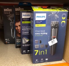 QUANTITY OF HEALTH & BEAUTY ITEMS TO INCLUDE PHILIPS BEARD & STUBBLE TRIMMER/HAIR CLIPPER FOR MEN, SERIES 5000, 40 LENGTH SETTINGS, SELF-SHARPENING METAL BLADES, UK 3-PIN PLUG - BT5502/13: LOCATION -