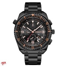 GAMAGES OF LONDON LIMITED EDITION HAND ASSEMBLED RACING AUTOMATIC BLACK WATCH SKU:GA1363 RRP £720: LOCATION - TOP 50 RACK