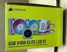 CORSAIR ICUE H150I ELITE LCD XT LIQUID CPU COOLER - IPS LCD SCREEN - THREE AF120 RGB ELITE FANS - 360MM RADIATOR - FITS INTEL® LGA 1700, AMD® AM5, AND MORE - INCLUDED ICUE COMMANDER CORE - WHITE.: LO