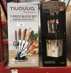 QUANTITY OF ASSORTED KITCHEN ITEMS TO INCLUDE 7 PIECE BLOCK STAINLESS STEEL KNIFE SET ID MAY BE REQUIRED  - COLLECTION ONLY - LOCATION RIGHT RACK