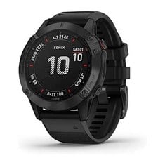 GARMIN F?NIX 6 PRO, MULTISPORT GPS SMARTWATCH, ADVANCED HEALTH AND TRAINING FEATURES, ULTRATOUGH DESIGN FEATURES, UP TO 14 DAYS BATTERY LIFE, BLACK. RRP £410: LOCATION - RACK A