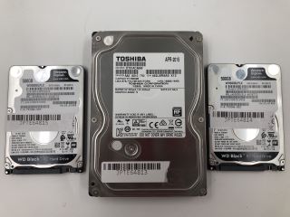 X3 SATA HARD DRIVES TO INCLUDE WESTERN DIGITAL 500GB WD5000LPLX 2.5" HDD  [JPTE64817]: LOCATION - D