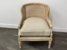 NKUKU KAZIRIA CANE & LINEN ARMCHAIR IN NATURAL - MODEL NO. KA1001 - RRP £995