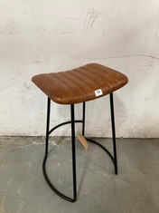 NKUKU NARWANA RIBBED LEATHER STOOL SIZE LARGE IN AGED TAN / IRON - MODEL NO. NS1102 - RRP £225