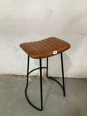 NKUKU NARWANA RIBBED LEATHER STOOL SIZE LARGE IN AGED TAN / IRON - MODEL NO. NS1102 - RRP £225