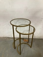 NKUKU NAKURU IRON & GLASS SIDE TABLE SET IN BRASS - MODEL NO . NT4801 - RRP £275