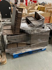 PALLET OF ASSORTED RATTAN OUTDOOR SOFA SET PARTS IN DARK BROWN