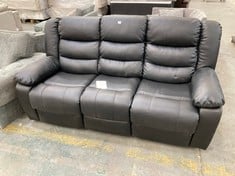 3 SEATER MANUAL RECLINER SOFA IN BLACK LEATHER