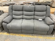 3 SEATER MANUAL RECLINER SOFA IN DARK GREY FABRIC (RIPPED)