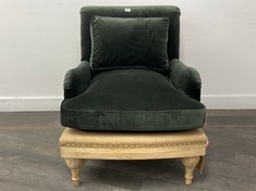 NKUKU ABE DECONSTRUCTED VELVET ARM CHAIR IN MOSS GREEN - MODEL NO. AC7901 - RRP £1200