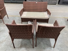 2 SEATER RATTAN GARDEN SOFA IN BROWN TO INCLUDE 2 X RATTAN GARDEN CHAIRS IN BROWN