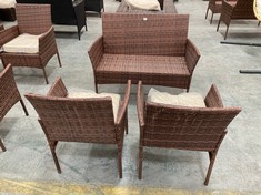 2 SEATER RATTAN GARDEN SOFA IN BROWN TO INCLUDE 2 X RATTAN GARDEN CHAIRS IN BROWN