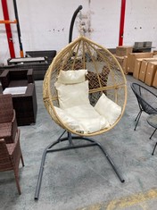 1 SEATER GARDEN EGG CHAIR WITH CUSHIONS IN CREAM