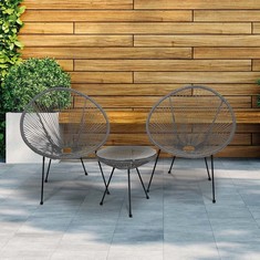 2 X GARDEN LUNGE CHAIRS IN DARK GREY TO INCLUDE SMALL GLASS TOP SIDE TABLE IN DARK GREY