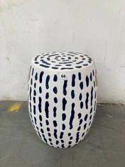 STRIPED CERAMINC STOOL IN INDIGO - RRP £168